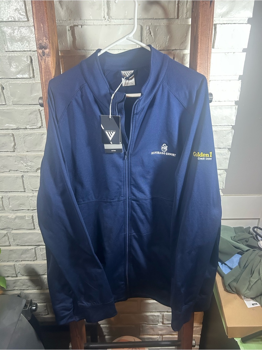 Men's Navy Level Wear Full-Zip Silverado Resort Golf Jacket